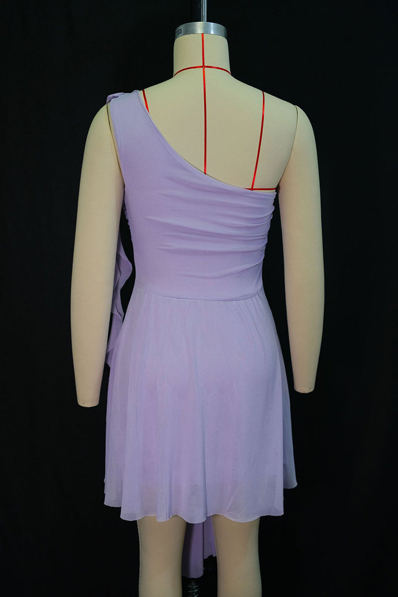 One-Shoulder Ruched Casual Dress