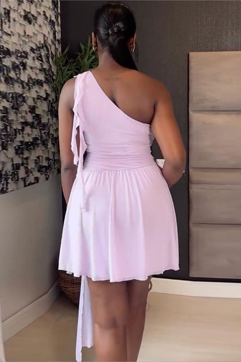 One-Shoulder Ruched Casual Dress