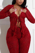 Tie-Front Lace Pants Set