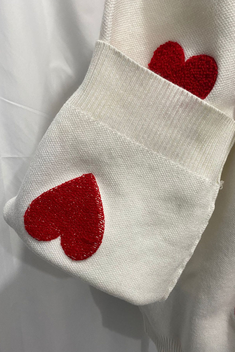 Heart-Patterned Oversized Sweater