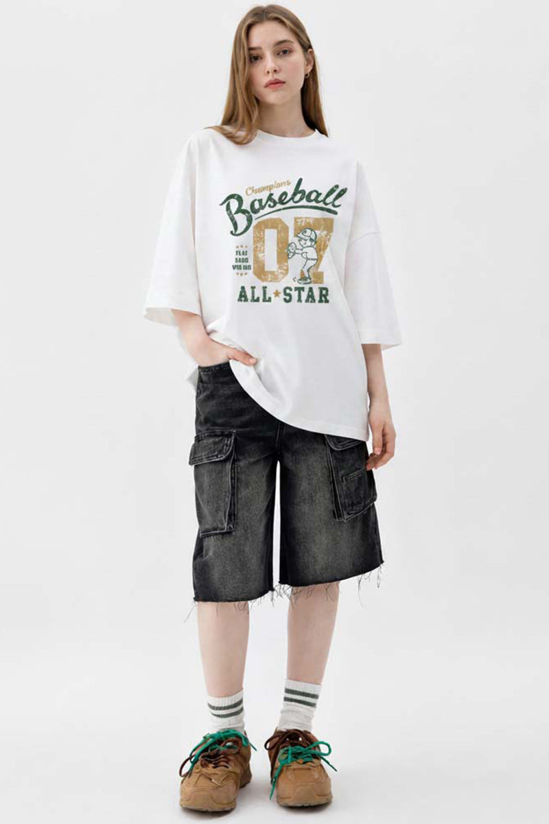Vintage Baseball Graphic Oversized Tee