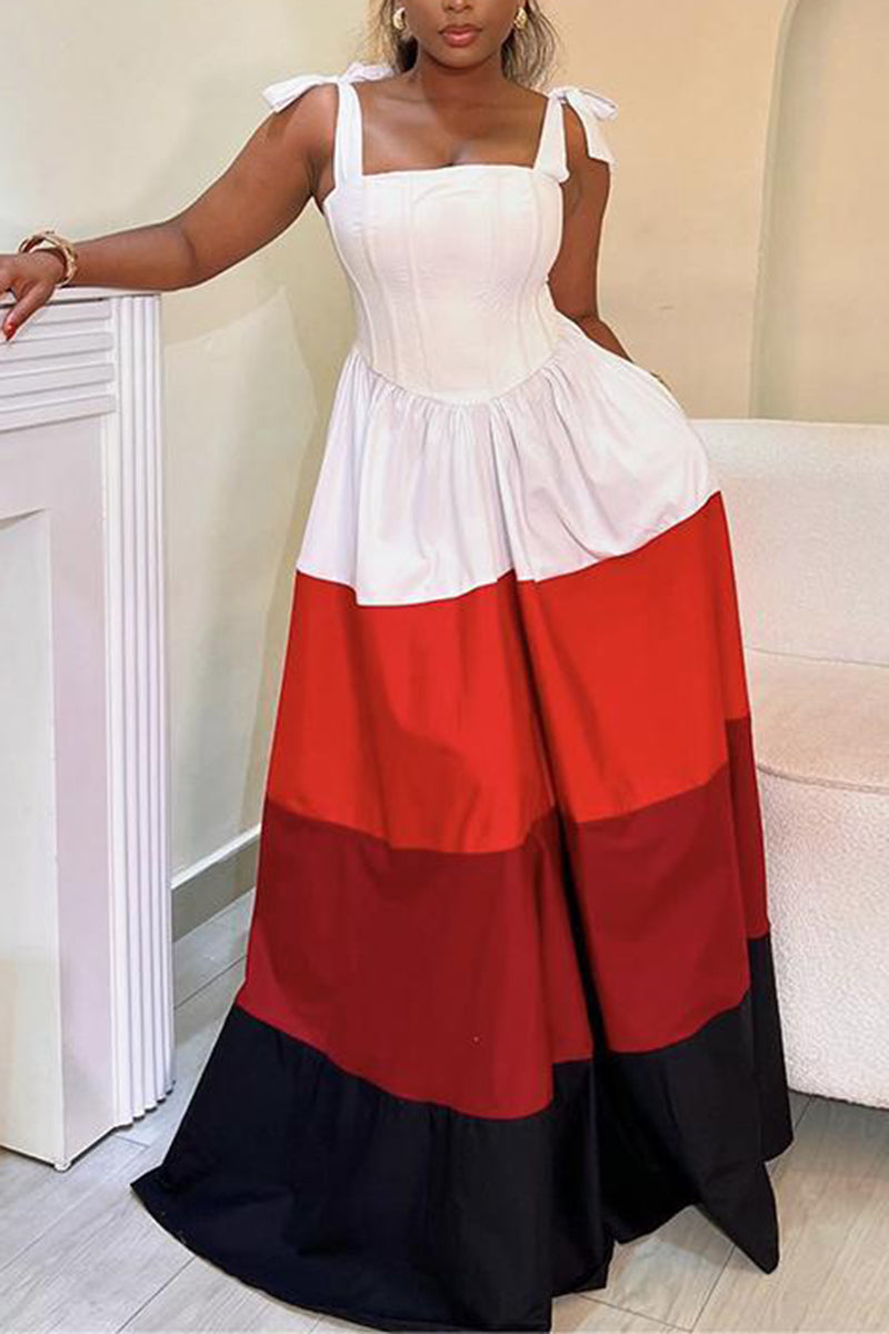 Striped Tie-Strap Casual Maxi Dress