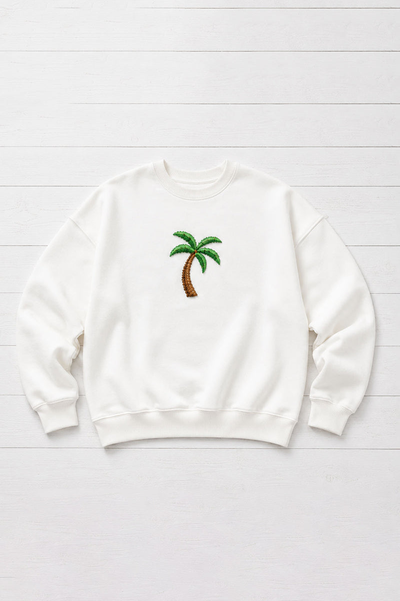 Tropical Palm Embroidered Sweatshirt