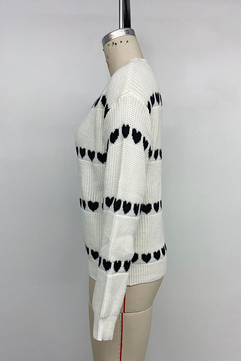 Heart Pattern Knit Sweater