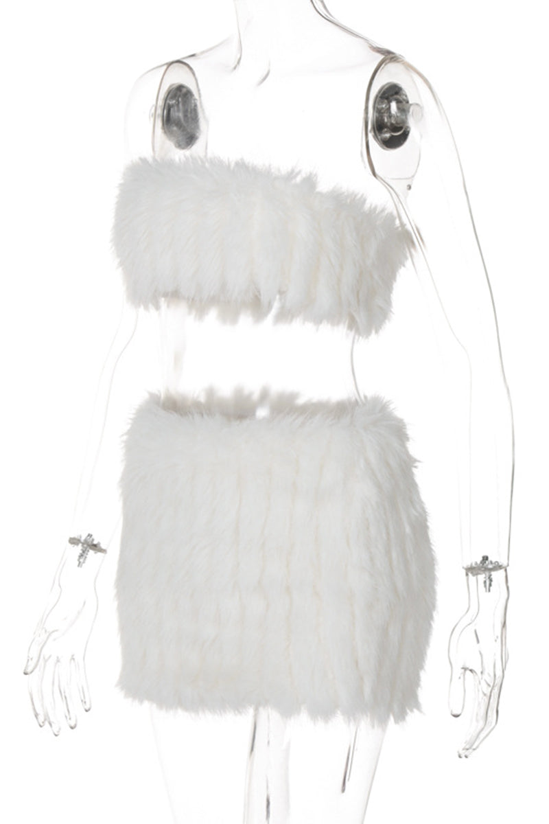 Faux Fur Mini Skirt Set