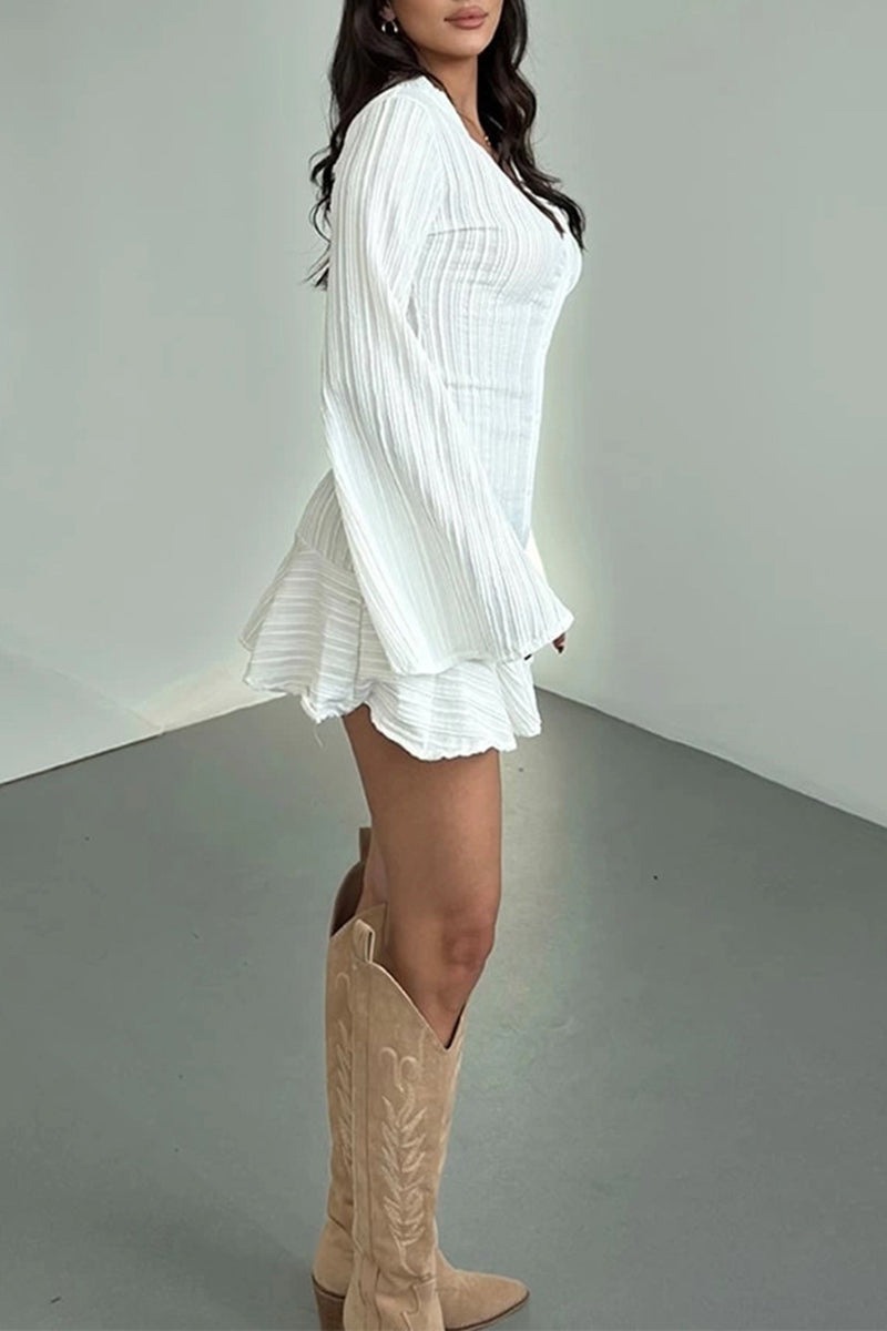 Button-Front Casual Dress with Flared Hem