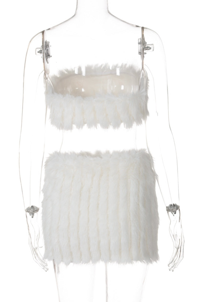 Faux Fur Mini Skirt Set