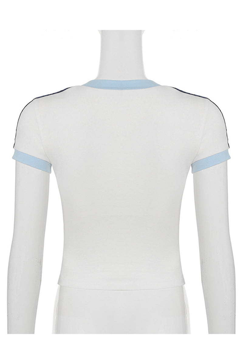 Graphic V-Neck Cropped T-Shirt