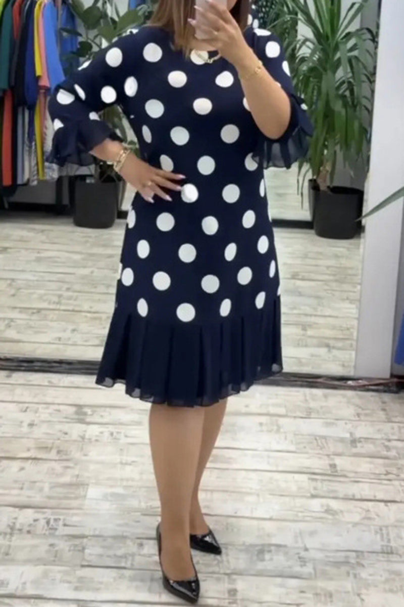 Polka Dot Ruffle Sleeve Dress